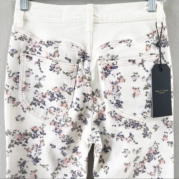 Rag & Bone NWT Ellie Jeans Micro Floral White 25 Cottage Core Coastal Grandma - Picture 6 of 8